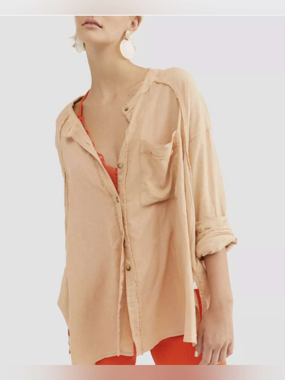 We The Free Keep it Simple Blouse Shell Pink, Size Medium